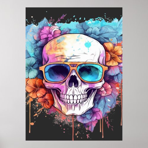 Floral Skull Shades Poster