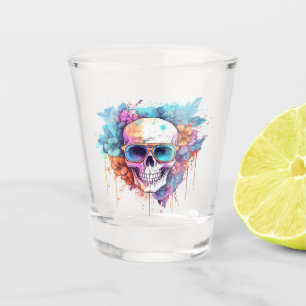 Floral Skull Shades Shot Glass