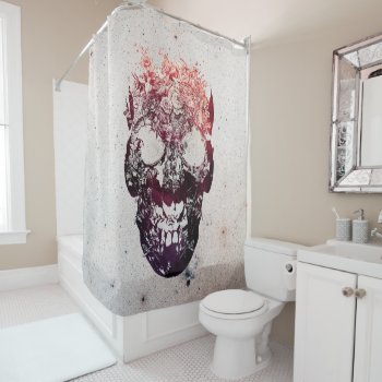 Floral Skull Shower Curtain by ikiiki at Zazzle