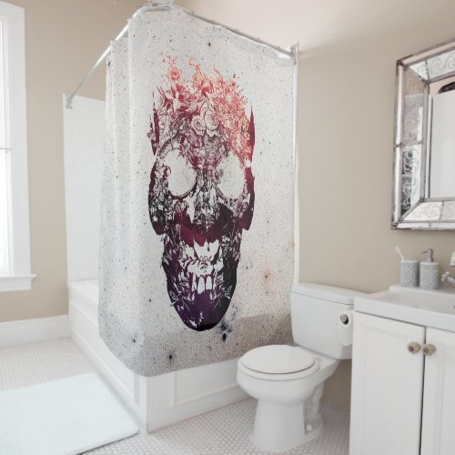 Floral Skull Shower Curtain