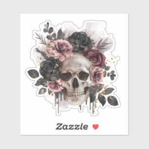 Floral Skull Skeleton Flower Crown Halloween Sticker