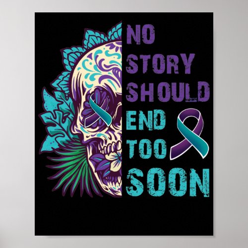 Floral Skull Suicide Awareness Mental Health Story Poster