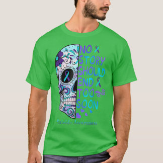 Floral Skull Suicide Awareness Mental Health  T-Shirt