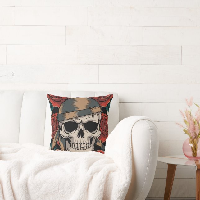 Floral skull throw pillow (Couch)