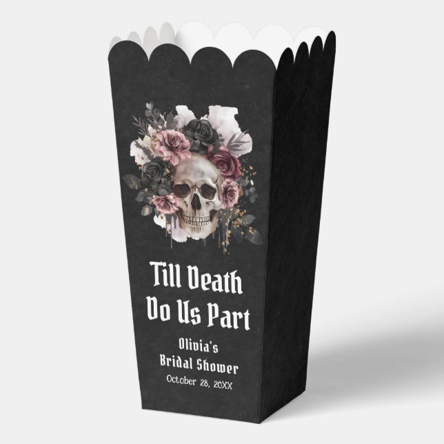 Floral Skull Till Death Do Us Part Bridal Shower Favor Boxes (Front)