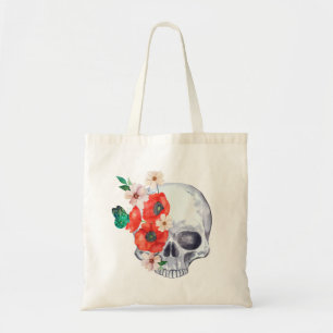 Floral Skull Tote Bag