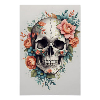 Floral Skull Unique Artwork Poster