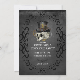 Floral Skull Vintage Halloween Party Invitation