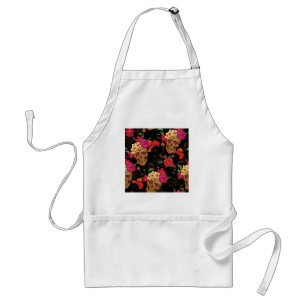 floral Skulls Adult Apron