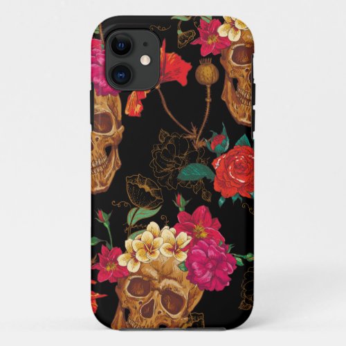 floral Skulls iPhone 11 Case