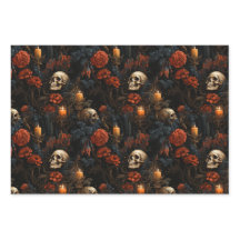 floral skulls collection wrapping paper
