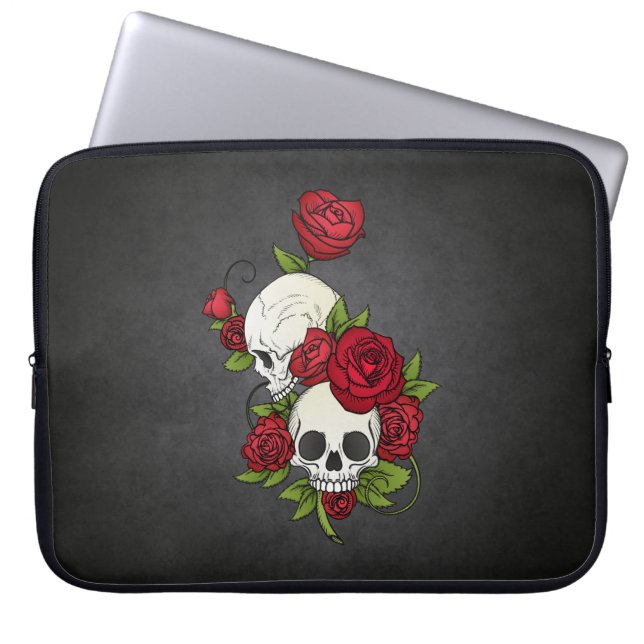 Floral Skulls Dia de los Muertos | Laptop Sleeve (Front)