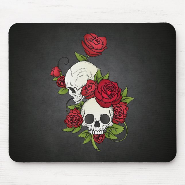 Floral Skulls Dia de los Muertos | Mousepad (Front)