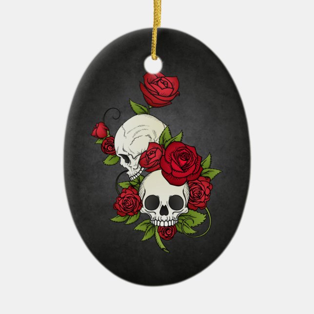 Floral Skulls Dia de los Muertos | Ornament (Front)