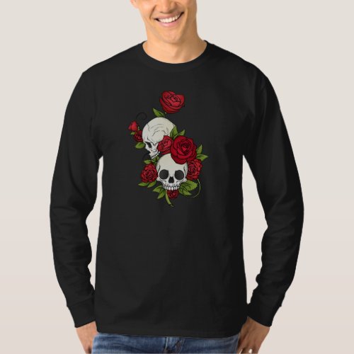 Floral Skulls Dia de los Muertos  Sleeve Shirt