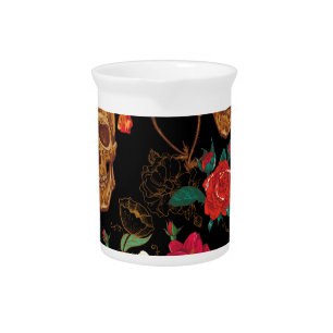 floral Skulls Drink Pitcher