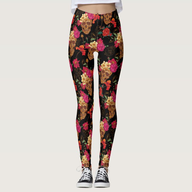 floral Skulls leggings (Front)