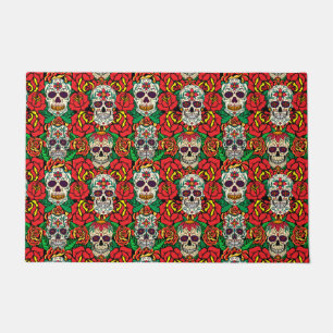 Floral Skulls Pattern Doormat