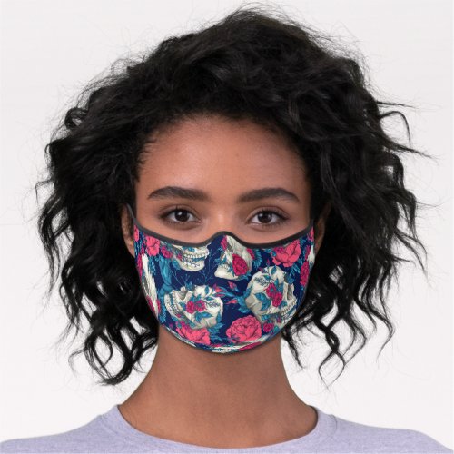 Floral Skulls Pattern Premium Face Mask
