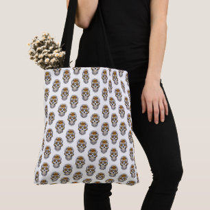 Floral Skulls Pattern Women Tote Bag