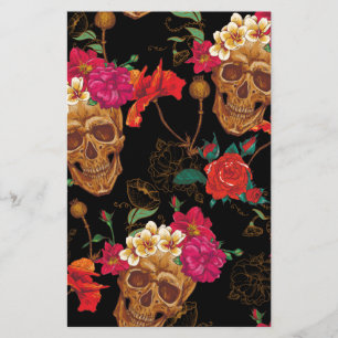 floral Skulls Stationery
