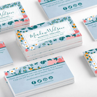 Floral Sky Blue Business Card