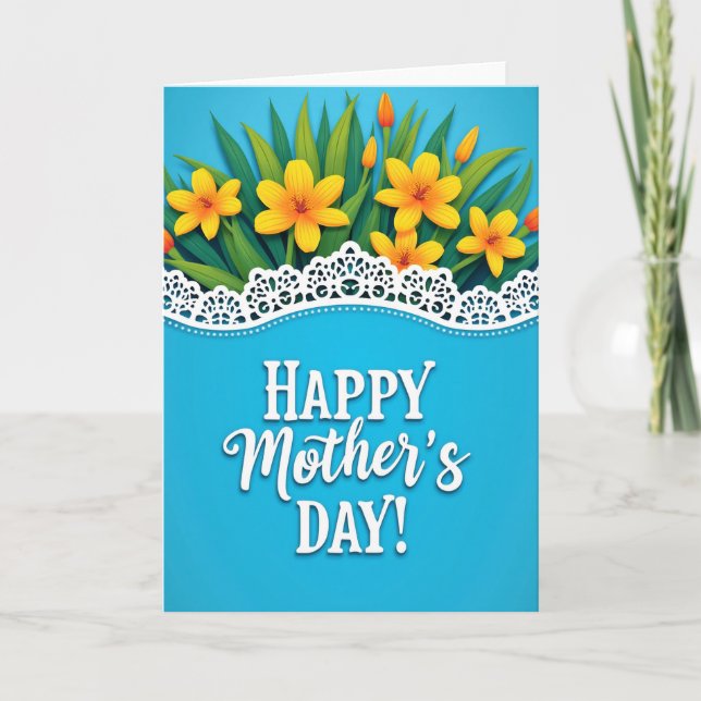 Floral Sky Blue Pattern Card (Front)