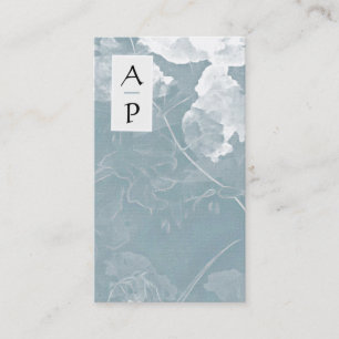 *~* Floral Slate Blue Flowers Color QR Logo Photo Business Card
