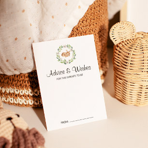 Floral Sleeping Deer Baby Shower Advice Cards