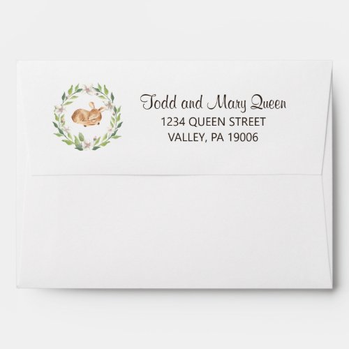 Floral Sleeping Deer Baby Shower Invitation Envelope