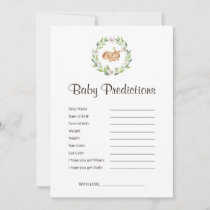 Floral Sleeping Deer Baby Shower Predictions Game