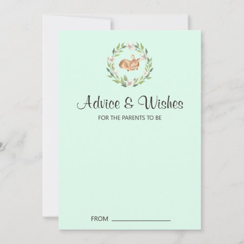 Floral Sleeping Deer Green Shower Advice Cards