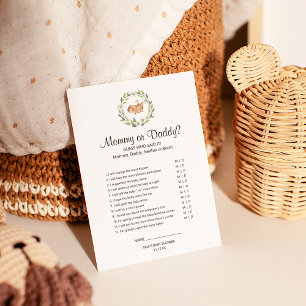 Floral Sleeping Deer Mommy or Daddy Game Flyer