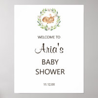 Floral Sleeping Deer Shower Welcome Sign