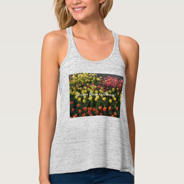 Floral Slim Fit Top  (Gray) Always Dare to Dream (Front)