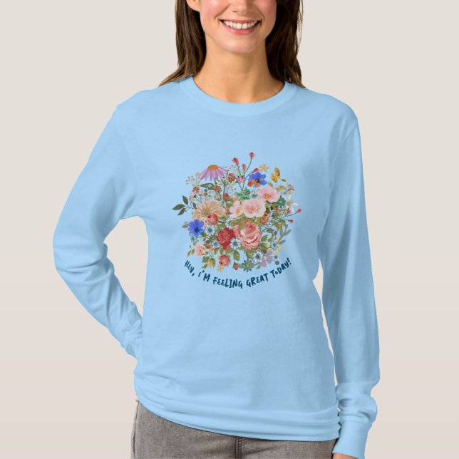 Floral & Slogan Graphic T-Shirt (Front)