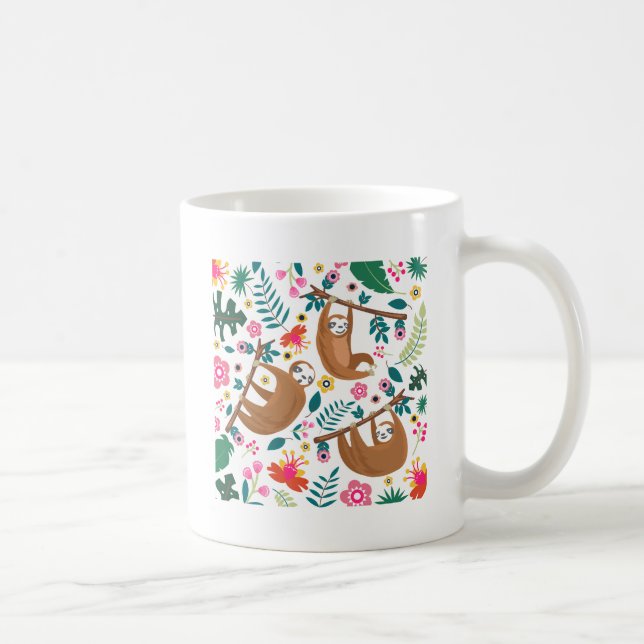 floral sloth coffee mug (Right)