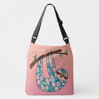Floral Sloth Crossbody Bag