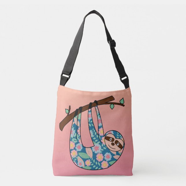 Floral Sloth Crossbody Bag (Front)