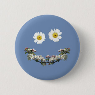 Floral Smile Pinback Button