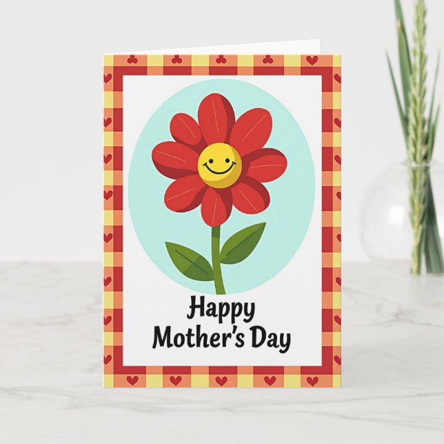 Floral Smiley Mothers Day Card (Front)