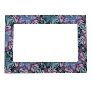 Floral Snowflake Pink Blue Green  Magnetic Frame
