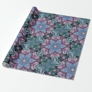 Floral Snowflake Pink Blue Green   Wrapping Paper