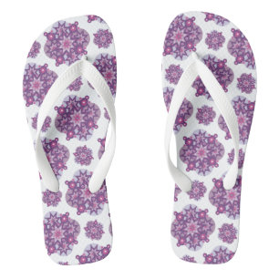 Floral snowflakes flip flops