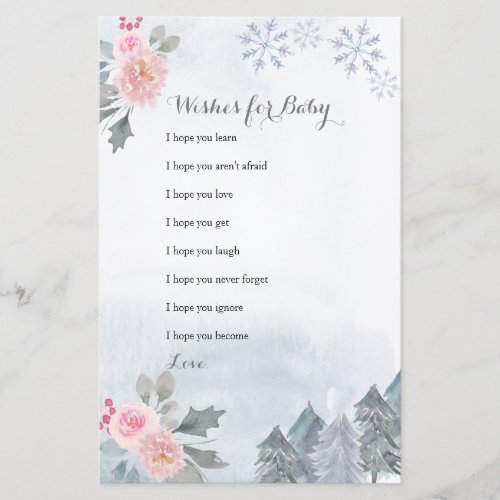 Floral Snowflakes Winter Wishes for Baby Card