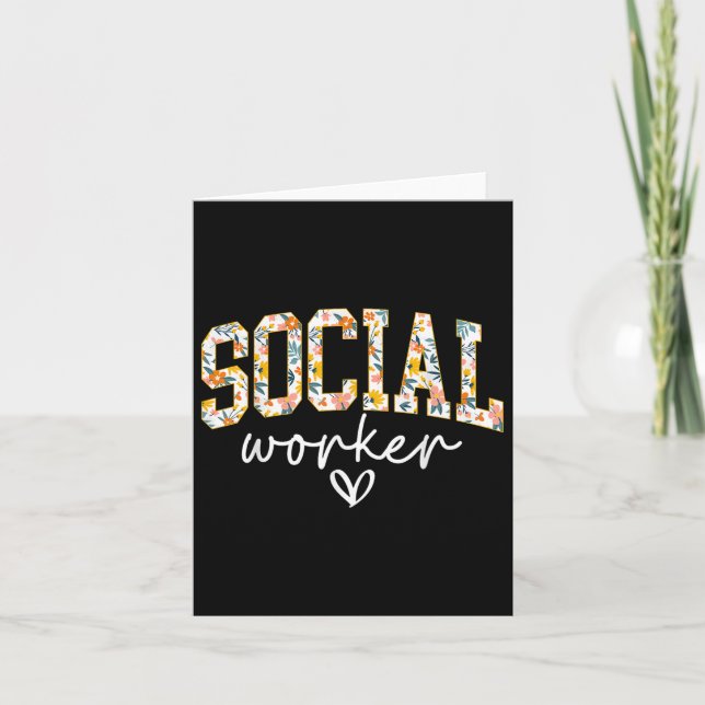 Floral Social Worker, School Counselor, Social Wor Card (Front)