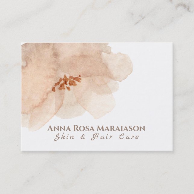 *~* Floral Soft Abstract Peach Beige Watercolor Business Card (Front)