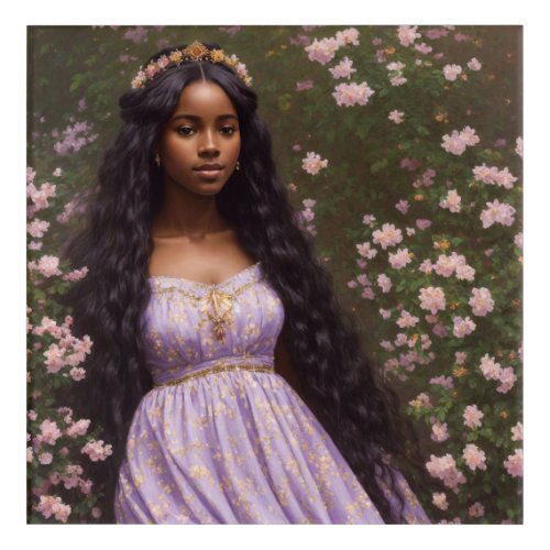 Floral Soft Black Girl Purple Princesscore Art