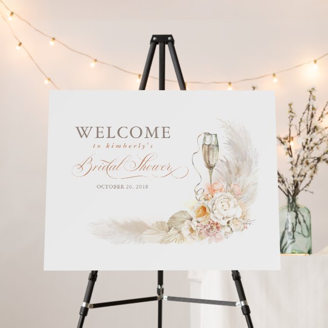 Floral Soft Elegant Bridal Shower Welcome Sign (In Situ (Stand))
