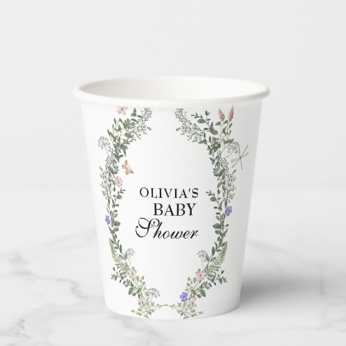Floral Soft Green Lush Gender Neutral Baby Shower  Paper Cups